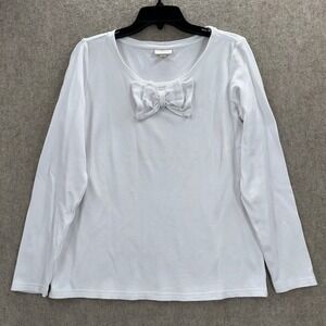 Erin Fetherston for Target White Long Sleeve‎ Tshirt Bow Front Top Womens LARGE